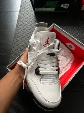 Jordan White and Black Retro Basketball Sneakers with Red Jumpman